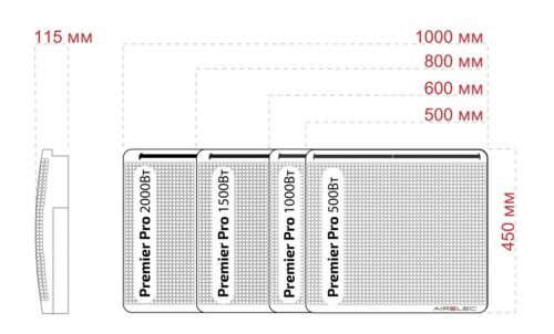 1000Вт Електричний обігрівач радіаторного (інфрачервоного) типу Premier PRO