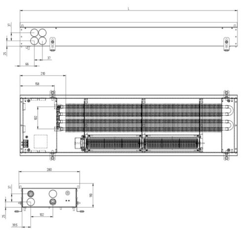 Радіатор опалення вбудований в підлогу Carrera 4SV2 (Black) 2 теп-ка 280.2500.110