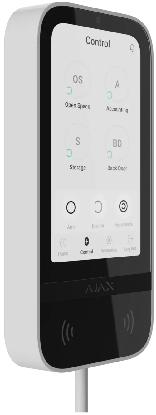 Дротова клавіатура з сенсорним екраном Ajax KeyPad TouchScreen Fibra White