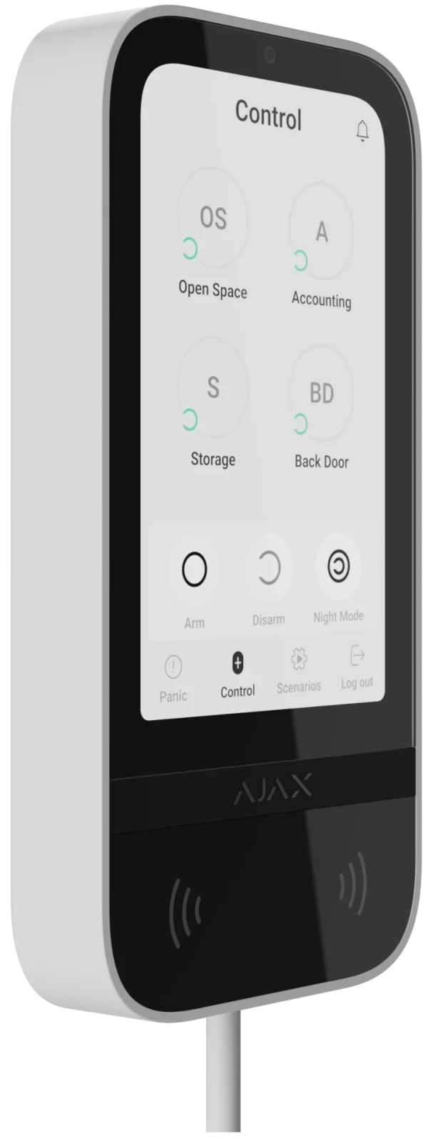Дротова клавіатура з сенсорним екраном Ajax KeyPad TouchScreen Fibra White