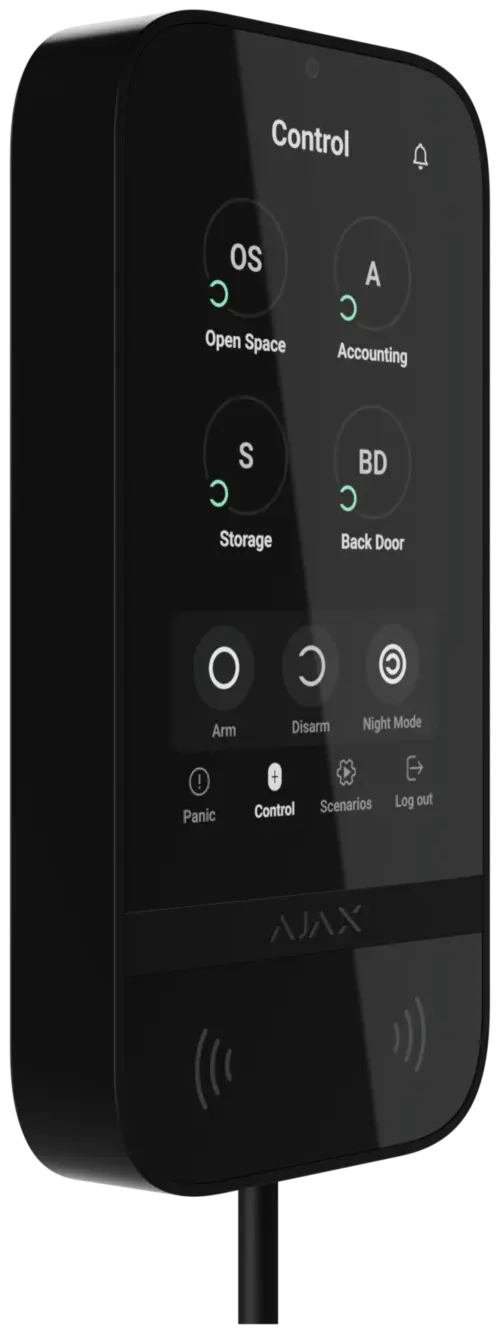 Дротова клавіатура з сенсорним екраном Ajax KeyPad TouchScreen Fibra Black