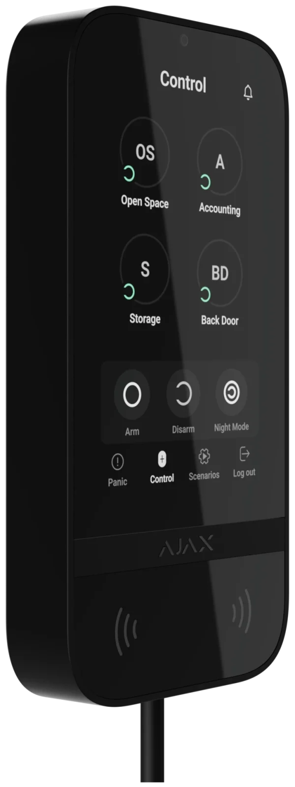 Дротова клавіатура з сенсорним екраном Ajax KeyPad TouchScreen Fibra Black