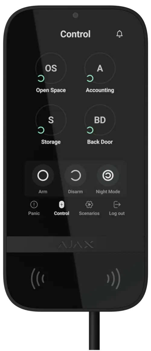 Дротова клавіатура з сенсорним екраном Ajax KeyPad TouchScreen Fibra Black