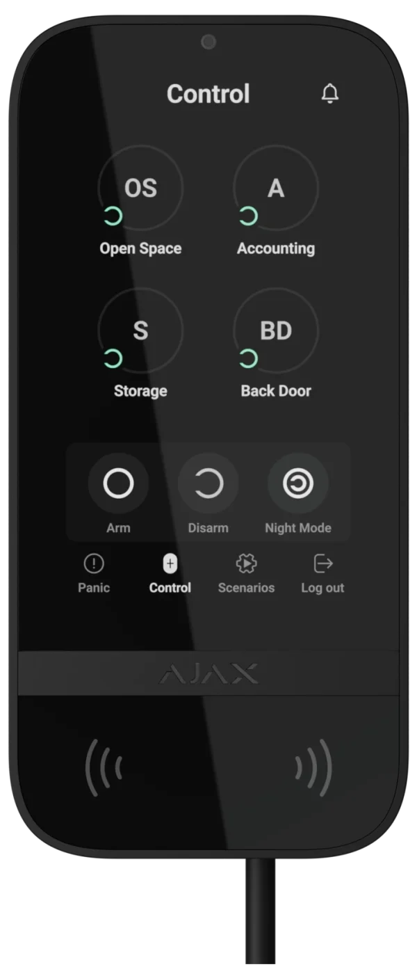 Дротова клавіатура з сенсорним екраном Ajax KeyPad TouchScreen Fibra Black