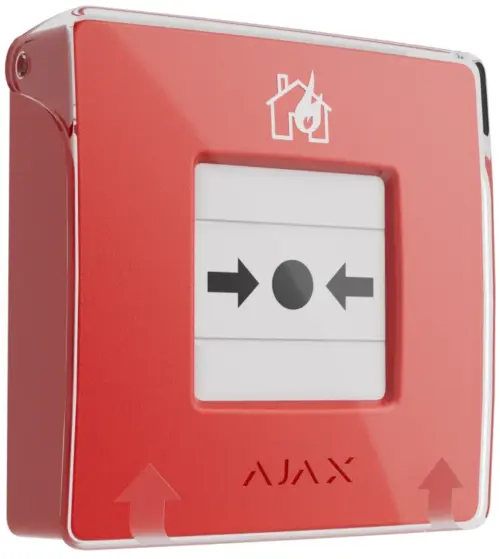 Бездротова настінна кнопка для активації пожежної тривоги вручну Ajax ManualCallPoint (Red)Jeweller (Для житлових обʼєктів)