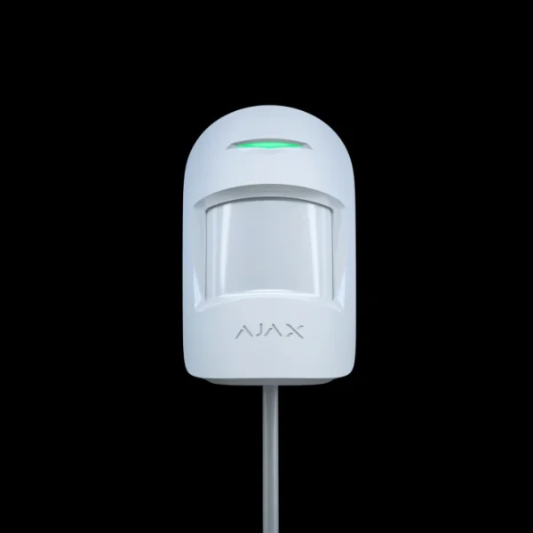 Дротовий кімнатний датчик руху з додатковим мікрохвильовим сенсором Ajax MotionProtect Plus Fibra White