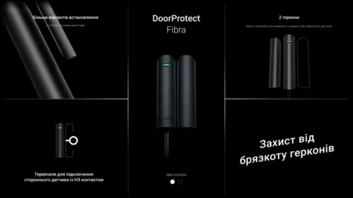Дротовий датчик відкриття дверей/вікна Ajax DoorProtect Fibra Black