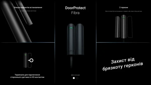 Дротовий датчик відкриття дверей/вікна Ajax DoorProtect Fibra Black