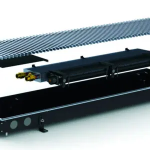 Водяний внутрішньопідлоговий конвектор з вентилятором Carrera MV, 250×3000×65 мм, чорний корпус